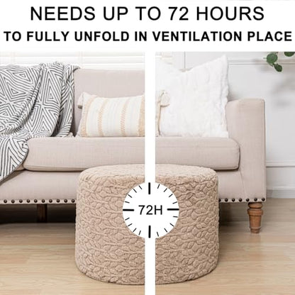 Poofieotto Pouf Ottoman Footstool 20x20x14In Couch Footrest Light Coffee | All-One Foam Pouf, Ottoman Coffee Table,Couch Foot Rest,Chair Footrest,Remov. Cover, Perfect for Living Room, Bedroom & Dorm - color: Light Coffee
