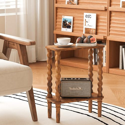 Veegle Narrow Side Table, Small End Table with Storage Shelf, 2-Tier Small Coffee Tables for Living Room, Bedroom, Narrow Spaces (Rustic Brown) - color: Rustic Brown-2 Tier Shelf