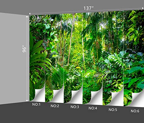 Tropical Rainforest Botanical Wallpaper Bedroom Green Leaf Plant murals Aesthetic Room Decor Living Room tv Background Large wall Mural - 137"x96" Not Peel and Stick - color: B033, size: 137"x96"