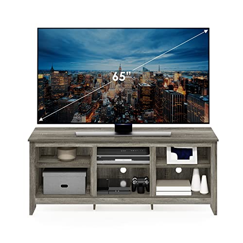 Furinno Jensen TV Stand for TV up to 65 Inch, 2-Tier Grey Entertainment Center, TV Console with Cable Management, for Living Room, Bedroom, Grey Oak - color: Grey Oak
