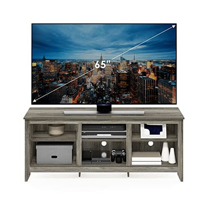 Furinno Jensen TV Stand for TV up to 65 Inch, 2-Tier Grey Entertainment Center, TV Console with Cable Management, for Living Room, Bedroom, Grey Oak - color: Grey Oak
