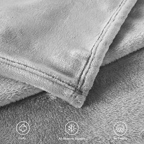 TASTHROW Lightgrey Throw Blanket 50x60 Inches | Soft Plush Cozy Fleece Flannel Throw Blanket, Lightweight Warm Throws for Bed, Couch, Bedroom and Living Room, All Seasons - color: Lightgrey, size: 50"x60"
