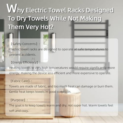 P&Dlusir EL18 Towel Warmer, 8 Bar, Matte Black | Heated Towel Rack, Fast Heat & Fast Dry, Smart Timer & Thermo Control, Stainless Steel, Hard-Wired/Plug-in - color: Matte Black, size: 8 Bar
