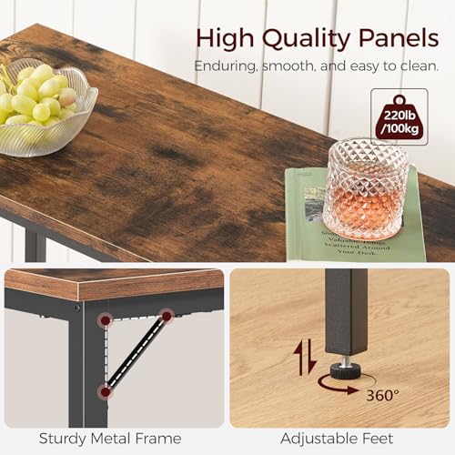 MAHANCRIS Narrow Bar Table, 63-Inch Pub Table for Dining Room, Counter Bar Tables with Sturdy Metal Frame, Connectable Bar Table, Multifunctional Console Table, Rustic Brown BTHR1601 - color: Rustic Brown