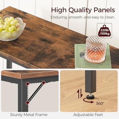 MAHANCRIS Narrow Bar Table, 63-Inch Pub Table for Dining Room, Counter Bar Tables with Sturdy Metal Frame, Connectable Bar Table, Multifunctional Console Table, Rustic Brown BTHR1601 - color: Rustic Brown