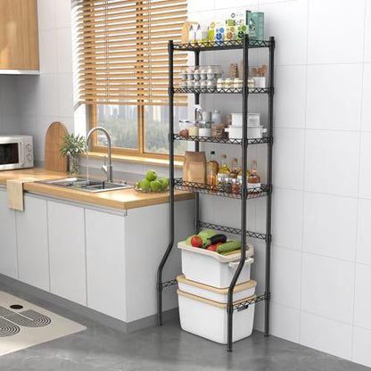 4 Tier Over The Toilet Storage Rack, Bathroom Organizers and Storage Over Toilet with Adjustable Shelf and Basket, Above Toilet Storage Bathroom Cabinet for Small Space (Black) - style: Modern