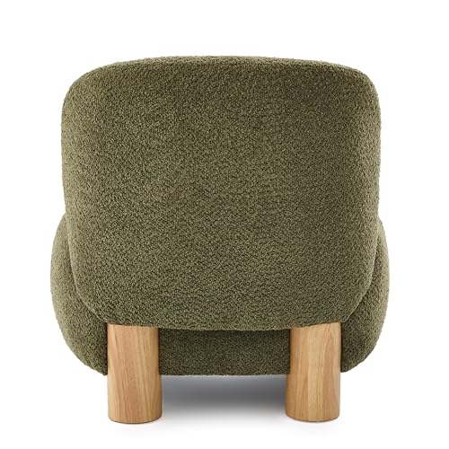 Christopher Knight Home Modern Low Profile Accent Chair for Living Room, Boucle Upholstered Armless Chair with Rubberwood Legs, Comfy Lounge Armchair, Plush Cloud-Like Seating for Bedroom, Olive Green - color: Olive Green