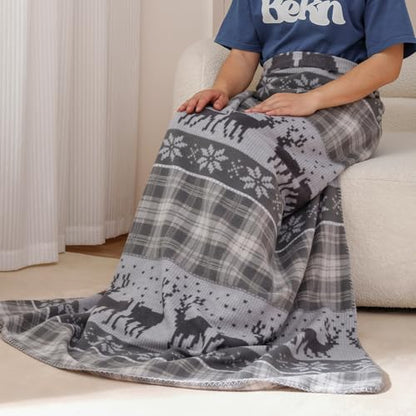 CAI TENG Fleece Blanket 6 Pack 50 X 60 Inch Christmas Blankets Throw Grey | Brarthable Lightweight Blankets Bulk Printed Soft Small Christmas Decoration Home Printed Blankets - color: Christmas Grey