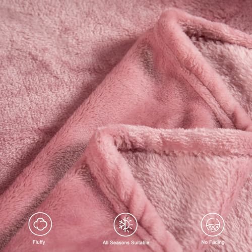 TASTHROW Pink Throw Blanket 50x60 Inches | Soft Plush Cozy Fleece Flannel Throw Blanket, Lightweight Warm Throws for Bed, Couch, Bedroom and Living Room, All Seasons - color: Pink, size: 50"x60"
