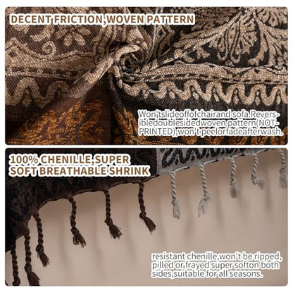 Boho Throw Blanket, Chenille Jacquard Tassels Throw Blankets for Bed Couch Soft Chair， Bohemian Fringe Tassels (Black, Large 86 * 102Inches) - color: Black, size: Large (86 x 102 in)