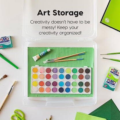IRIS USA Board Game Storage |Made in USA| Slim Craft Case (4-Pack) - Clear | Fits 8.5" x 11" & A4 Paper, Organizers with Built-In Handle & Snap-Tight Lids, Containers for Puzzles, Art & Scrapbooking - size: 4 Pack