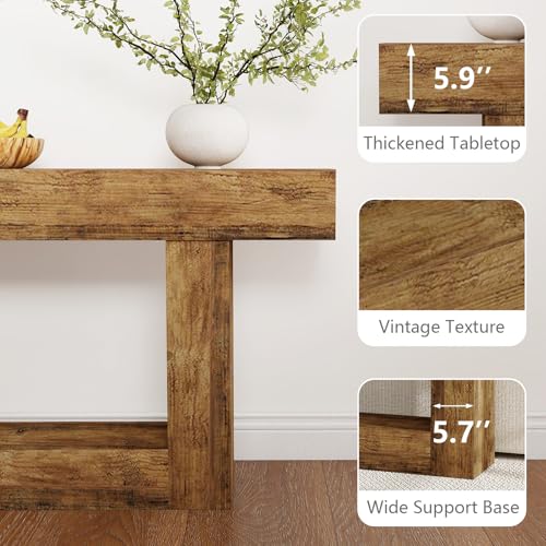 Spaco 63'' Long Console Table,2 Tier Farmhouse Entryway Table Sofa Table with Storage,Wood Behind Couch Table for Living Room, Hallway,Foyer - color: Rustic Brown (63'')