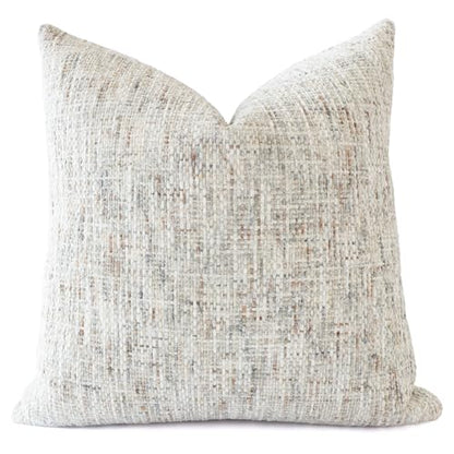 Textured Decorative Throw Pillow Cover Neutral Soft Woven Chenille Accent Boho Farmhouse Couch Cushion Case for Mid Century Modern Home Decor Sofa Bedroom Living Room 18x18 Inch - size: 18" x 18" (Pack of 1)