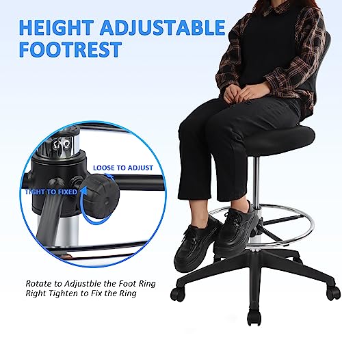 Ergonomic Office Chairs, Office Drafting Chair, Rolling Stool Chair Armless Standing Desk Chair with Footrest Bar Stools for Home,Office & Bar