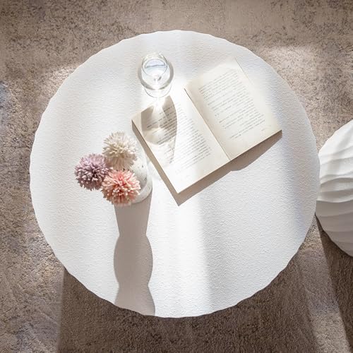 Nesting Coffee Table Set of 2 Round Wooden Coffee Tables Circle Modern Table for Living Room Bedroom Accent End Side Table White - color: 46.45'' White