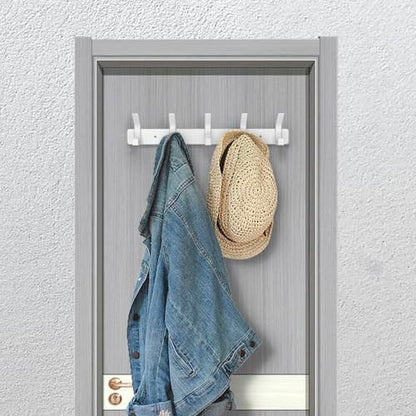 Coat Rack Wall Mounted,5 Coat Hooks for Hanging Coats,Heavy Duty Metal Double Hook Rack Hook Rail,Coat Rack with Hooks,Wall Mount Coat Hanger for Hat Towel Purse Robes,2Pack (White, 5 Hooks) - color: White2