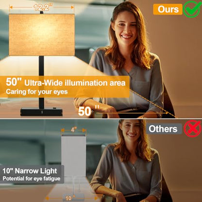 21" Touch Bedside lamps with 2 USB & AC Outlets, 3-Way Dimmable Bedside Table Lamps Set of 2 for Bedroom Living Room Office Reading, Beige Linen Shade Lamps for Night Stands, 2700K LED Bulbs Included - color: (2 Pack)-Beige Linen & Matte Black(Base)-2700K