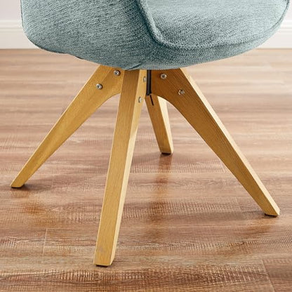 Swivel Desk Chair for Home Office, Fabric, Light Blue | No Wheels, Oka Wood Legs, Mid Century Modern, Upholstered, 360° Swivel, Accent Chair, Living Room, Bedroom - color: Mist Blue, size: Fabric