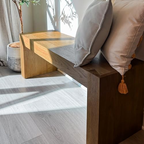 Maven Lane Zeno Bench, Natural Solid Wood | Handcrafted Solid Wood Bench, Ideal for the Living Room, Entryway, Foot of the Bed, or Extra Dining Table Seating - color: Weathered Natural