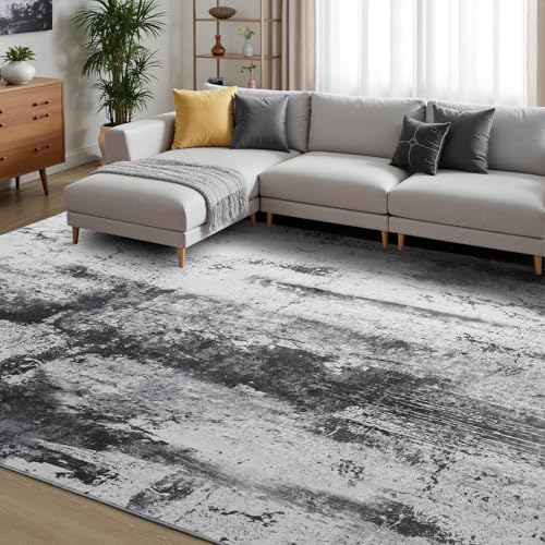 Toneed Abstract Area Rug Modern Washable Rug Soft Non Slip Rug Low Pile for Bedroom Living Room Dining Room Slate Grey 4x6 Feet - color: Slate Grey, size: 4' x 6' (Rectangular)