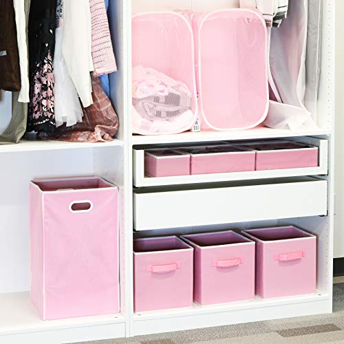Simple Houseware Foldable Closet Laundry Hamper Basket, Pink - color: Pink