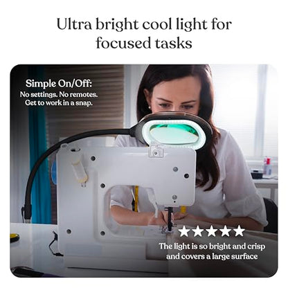 Brightech LightView Pro Magnifying LED Desk Lamp with Flexibility & Durability, 3 in 1 LED Glass Magnifier, Work Light for Hobbies & Reading - Black - color: Black