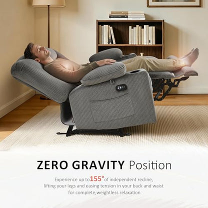 MCombo 56 in Reclining Loveseat Recliner with Heat & Massage PR648 (Grey) | 155° Zero Gravity, Dual Charging Ports, Cup Holders, FSC & OEKO Certified - color: Grey, size: Loveseat Recliner with Zero Gravity