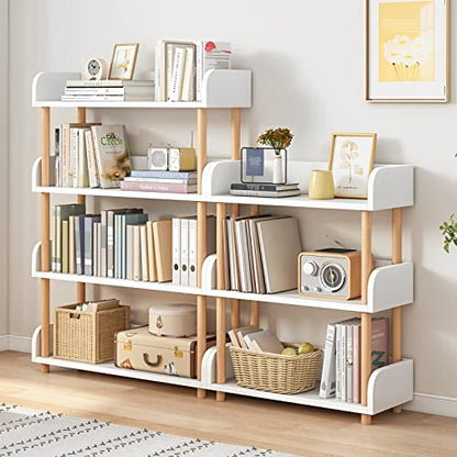 3-Tier Wooden Open Bookcase, Warm White | Modern Display Bookshelf with Top Edge, Solid Wood Frame, Home and Office Storage - color: Warm White, size: 3-tier