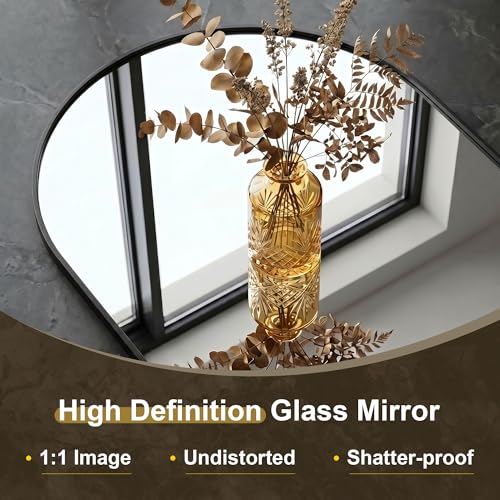 AMOISE Arched Bathroom Mirror for wall, 2Pack 36"x24" Vanity Mirror, Black | Metal Frame, HD Glass, Over Sink Mirror for Bathroom, Entryway, Living Room & Bedroom - color: Black, size: 36"Lx24"W