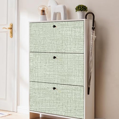 Green Grasscloth Peel and Stick Wallpaper 17.3"x1200" Faux Linen Textured Contact Paper Removable Self Adhesive Vinyl Wallpaper for Bedroom Bathroom Kitchen Cabinets - color: Green, size: 17.3" x 1200"