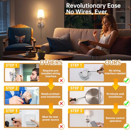 Shenmoyl Battery Operated Wall Sconces Set of 2, 80H Usage Time 22.6" Rechargeable Wall Light with Dimmable Bulb, 12 Colors Wall Sconce for Bedroom Living Room, Silver - color: Nickel