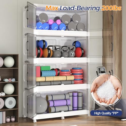 250Gal Extra Large Stackable Storage Bins with Lid, 1000QT Foldable Collapsible Storage Box with Doors and Wheels, Plastic Closet Organizers Container Drawer for Bedroom Dorm Kitchen, 5Pack - size: 50Gal-5Pack