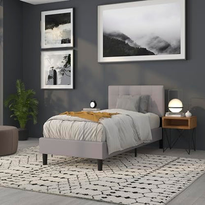 Quilted Tufted Twin Size Headboard in Light Gray Fabric - color: Light Gray, size: Twin