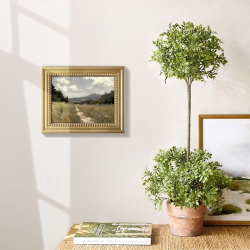 Gatheroad Gold Framed Vintage Canvas Wall Art Prints, Country Landscape Wall Art, Farmhouse Cottagecore Nature Decor for Living Room Bedroom Bathroom Office, 8x10in - color: Muted Path, size: 8X10inch