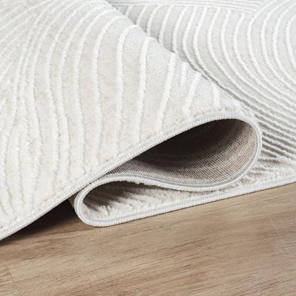 Abani Cream Area Rug – 8' x 10' – Vera Collection – Wave Texture Pattern – Non-Shedding, Easy to Clean – Durable for Living Room, Bedroom, or Office, Pet & Child Friendly - size: 8' x 10' (Rectangular)