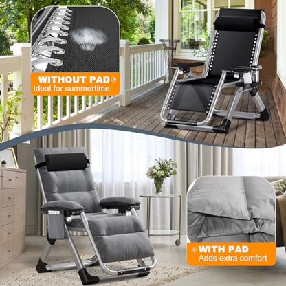 Comfy Folding Chair, Folding Lounge Chair with Cushion, Reclining Chair - color: Gray Noble