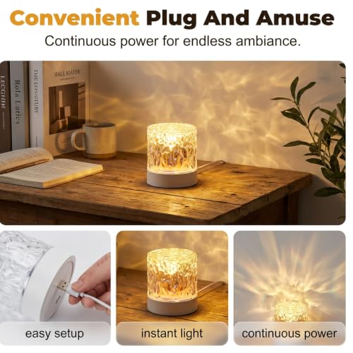 2026 New Ambient Light, Switch Between Warm Flame Effect or Calming Water Ripple Glow, 16-Color Remote Control, Rechargeable, Ideal for Bedroom & Bathroom Relaxation，16‑Color