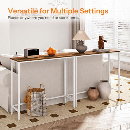 HOOBRO Narrow Console Table, 29.5" Small Entryway Table, Thin Sofa Table, Side Table, Display Table, for Hallway, Bedroom, Living Room, Foyer, White and Walnut WH75XG01 - color: White + Walnut