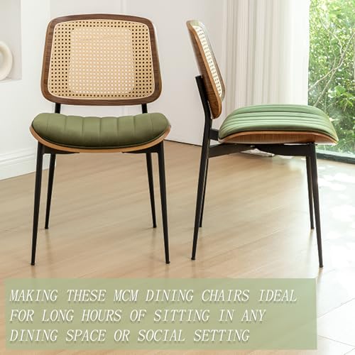 LUNLING Dining Chairs Set of 4 Mid Century Modern Retro Green Velvet Kitchen Chairs with Walnut Bentwood Upholstered Seat Metal Legs Adjustable Foot for Kitchen Dining Room Chairs(Green Fabric) - color: Green3, size: Set of 4