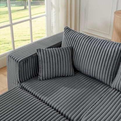 Compact Modular sectional,Compressed Corduroy Sofa with Modern Minimalist Style, Ultra-Comfy Compression Modular Sofa with Space-Saving Efficient Design-Gray