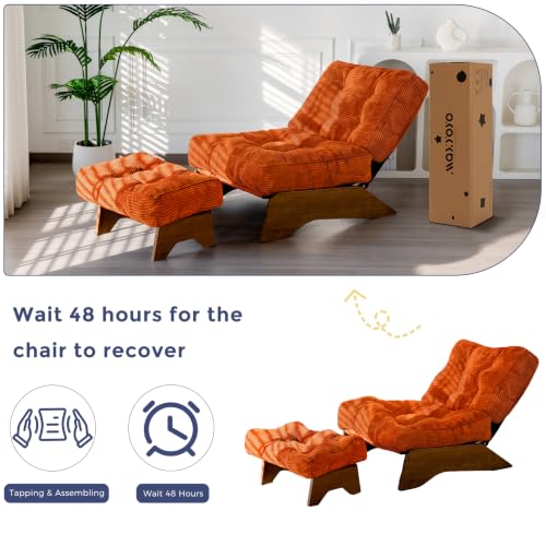 MAXYOYO Accent Chair with Ottoman, Lounge Chair with Adjustable Backrest | Tufted Living Room Chair Upholstered Lounge Chair with Footrest Set, Modern Chair for Reading Room, NEW Orange - color: New Orange