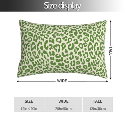 Lime Green Leopard Print Throw Pillow Covers Cheetah Animal Pattern Lumbar Pillow Cover 12x20 Inch Set of 2 Animal Leopard Green Spots Pillowcase Rectangle Cushion Cases for Bed Sofa - color: Green Beige, size: 20" x 12" (Pack of 2)