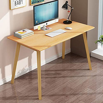 IOTXY Simple Wooden Writing Desk - Modern Minimalist Style PC Laptop Computer Workbench with Solid Wood Legs, 39" W Home Office Work Table for TV Stand Music Video Live Broadcast Workstation, Walnut | Nordic Minimalist Style, MDF Tabletop, Solid Wood Legs