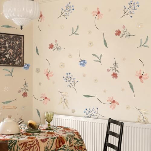Boho Flower Wall Decals，Watercolor Flower Wall Art，Wildflower Wall Decals，Girls Bedroom Removable Wall Decals (Boho Colorful Flower Wall Decals) - color: Boho Colorful Flower Wall Decals