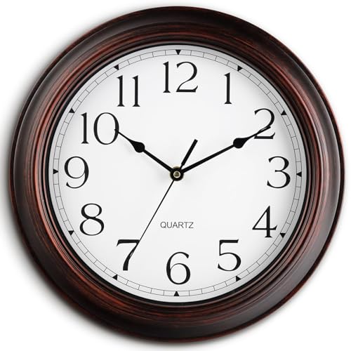 KECYET 14" Wall Clocks Battery Operated Silent for Living Room | Vintage Wall Clock; Analog Silent non Ticking; Kitchen Living Room Home Office Bathroom Bedroom - color: A_bronze, size: 14 Inch
