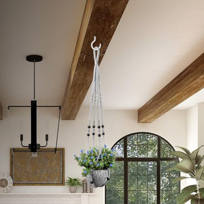 RIFNY Macrame Plant Hanger for 5 to 10 Inch Plant Pots, 35 Inch Indoor Handmade Woven Rope Hanger Kits with Hooks and Wood Beads, Hanging Planter Basket Holder for Boho Home Decor (Grey, 3 Pack) | 35 Inch Hanging Planter with Hooks, Fits 5-10" Pots, Suita