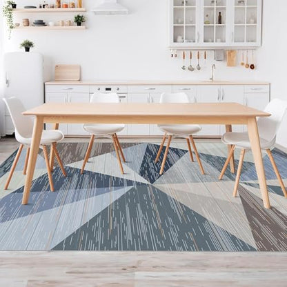 HOMFINE Washable Modern Area Rug - Geometric Style 9x12 Rugs for Living Room, Bedroom, Machine Washable Rug Soft Non Slip Non Shedding Area Rug - Blue, 9'x12' - color: Blue, size: 9' x 12' (Rectangular)