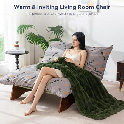 MAXYOYO Adjustable Living Room Chair, 3-Position Bean Bag Chair with Frame | Upholstered Accent Chair with Frame, Removable Cushion, Soft Reclining Lounge for Bedroom, Apartment, Office, Dorm, Green - color: Bubble Green