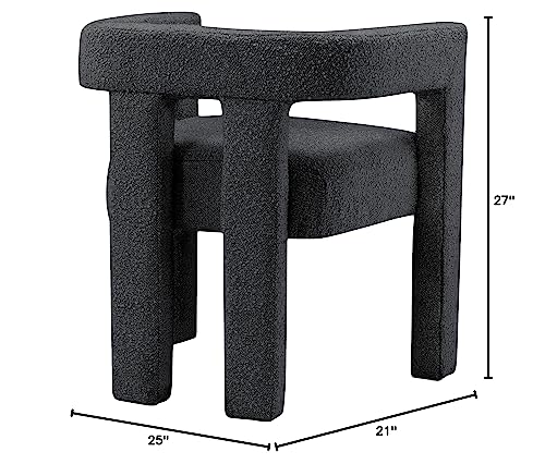 Meridian Furniture Athena Collection Modern | Contemporary Boucle Fabric Upholstered Accent | Dining Chair, 25" W x 21" D x 27" H, Black - color: Black