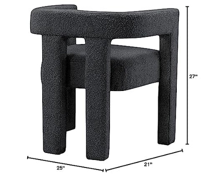 Meridian Furniture Athena Collection Modern | Contemporary Boucle Fabric Upholstered Accent | Dining Chair, 25" W x 21" D x 27" H, Black - color: Black